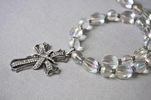 Kristall Halskette mit Kreuz